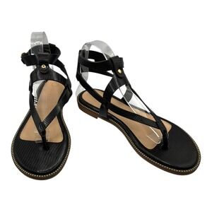 Journee Collection Tangie Black Strappy Flat Sandals Size 7 NIB